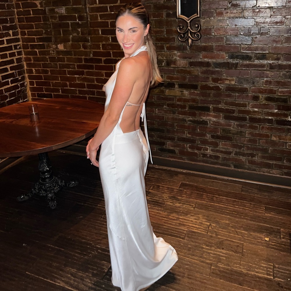 SOLD - White silky maxi dress